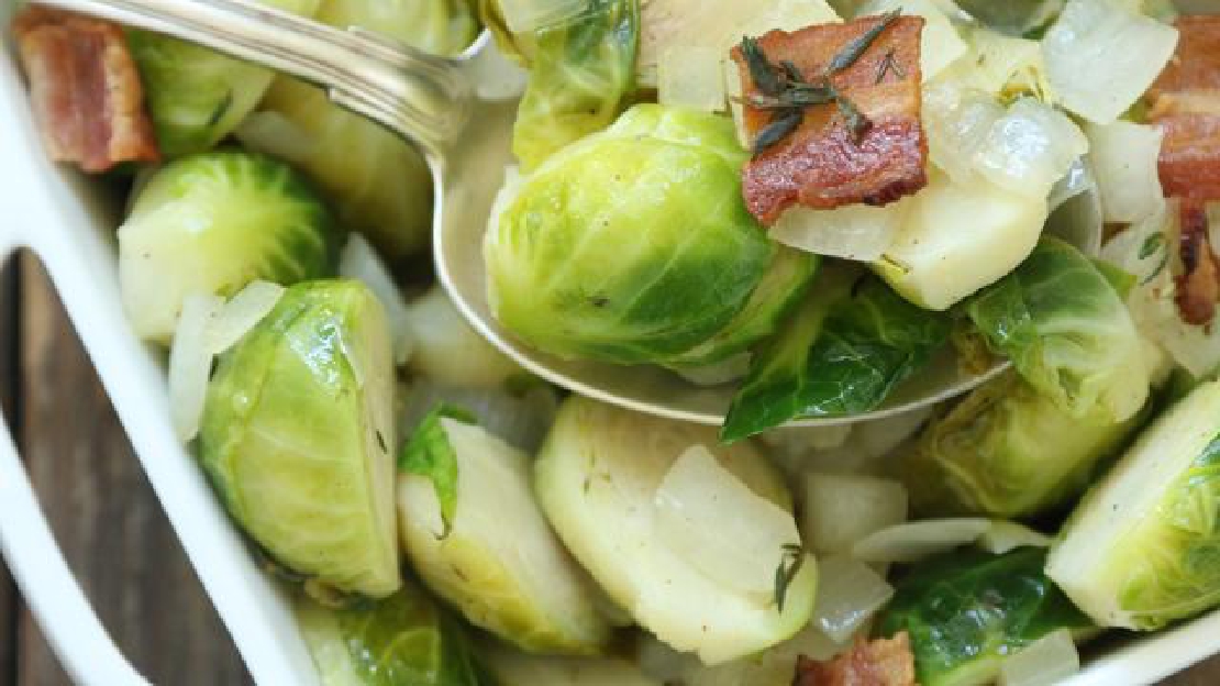 Sauteed Brussels Sprouts With Bacon & Onions