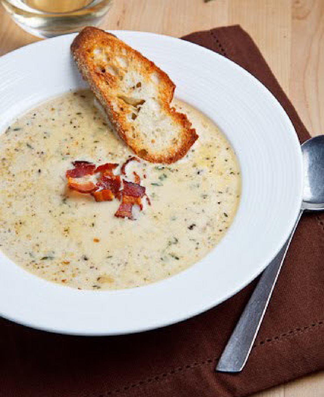 Roasted Cauliflower And Aged White Cheddar Soup